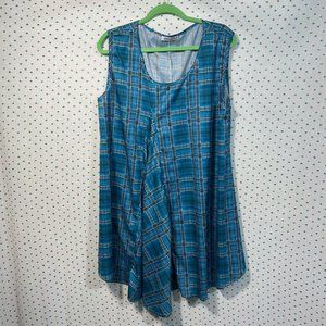 MISSLOOK Blue Plaid Waterfall Front Sleeveless Tunic Shirt